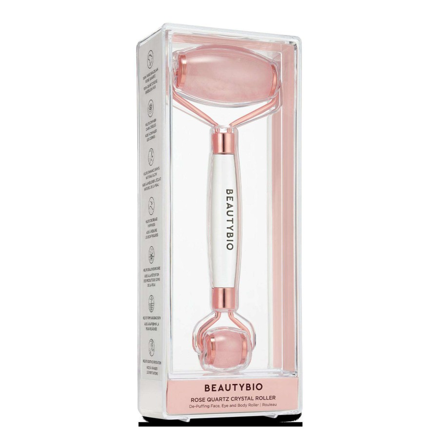 Skincare Tools * | Rose Quartz De-Puffing Facial Roller Beautybio Clearance Sale