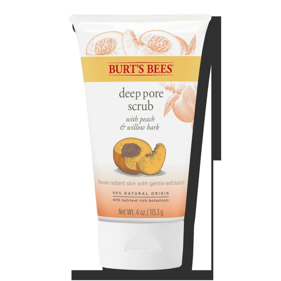 Treatment & Serums * | Peach And Willow Bark Deep Pore Exfoliating Facial Scrub Burt'S Bees Sale Online