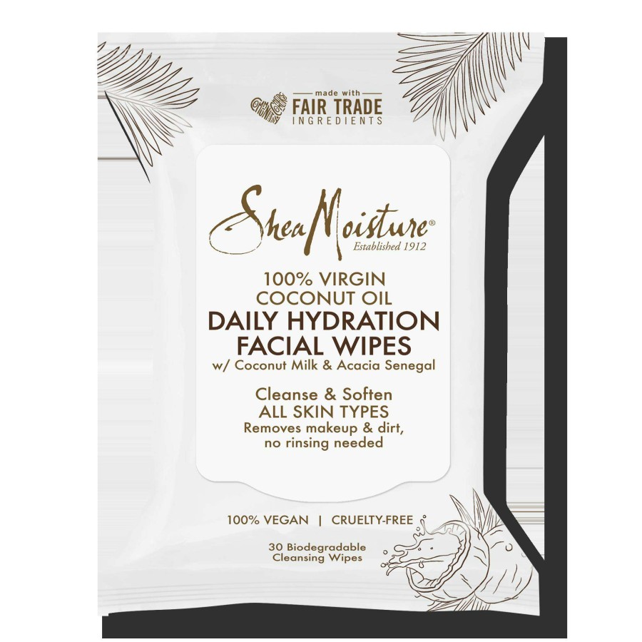 Cleansers * | 100% Virgin Coconut Oil Daily Hydration Facial Wipes Sheamoisture Special Offers