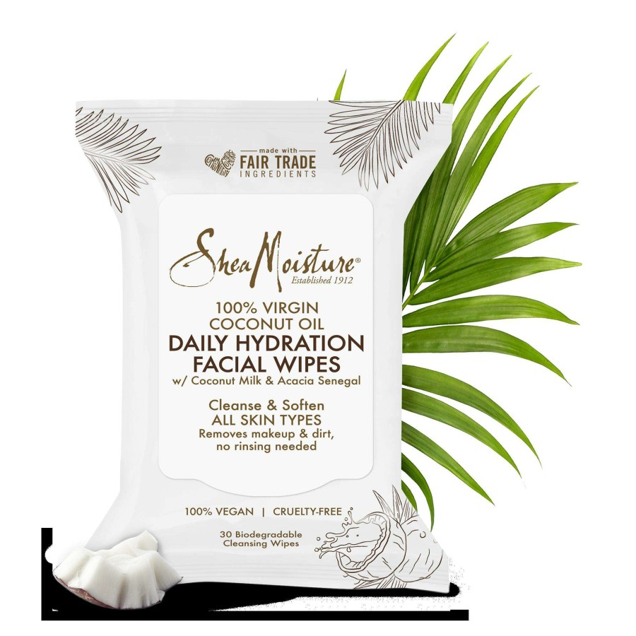 Cleansers * | 100% Virgin Coconut Oil Daily Hydration Facial Wipes Sheamoisture Special Offers