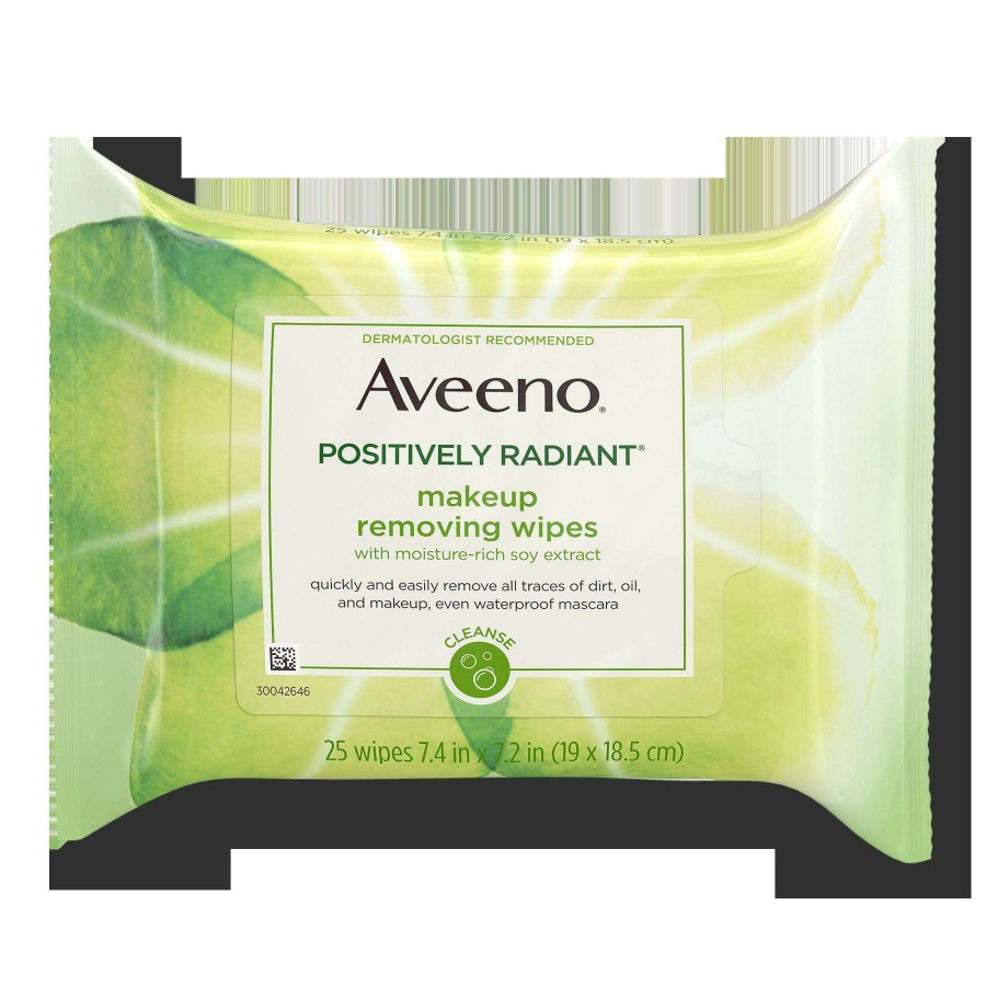 Cleansers * | Positively Radiant Makeup Removing Wipes Aveeno Best-Selling