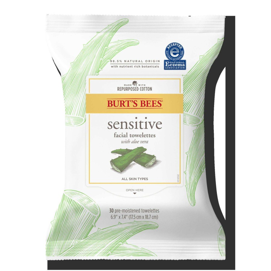 Cleansers * | Sensitive Facial Cleanser Towelettes Burt'S Bees Cheap Online